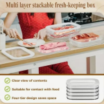 Meat Container for Fridge Bacon Lunch Meat Container for Refrigerator Meal Prep Containers Stackable Food Storage Boxes with Lid - Image 2