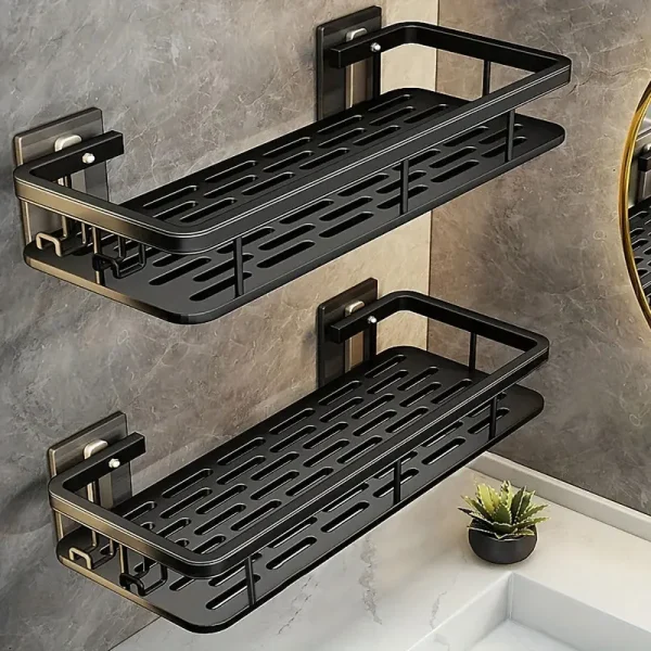 Punch Free Wall Mounted Bathroom Shelf No Drill Shower Shelf Kitchen Storage Organizer Shampoo Rack Makeup Storage Organizer