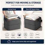 Foldable Quilt Storage Bag for Clothing Cotton Clothes Organizing Bag Black Woven Bag with Large Capacity Moving Packing Bags - Image 2