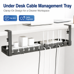 Under Desk Cable Management Tray No Drilling Retractable Metal Wire Organizer Power Strip Storage Rack for Home Office - Image 2