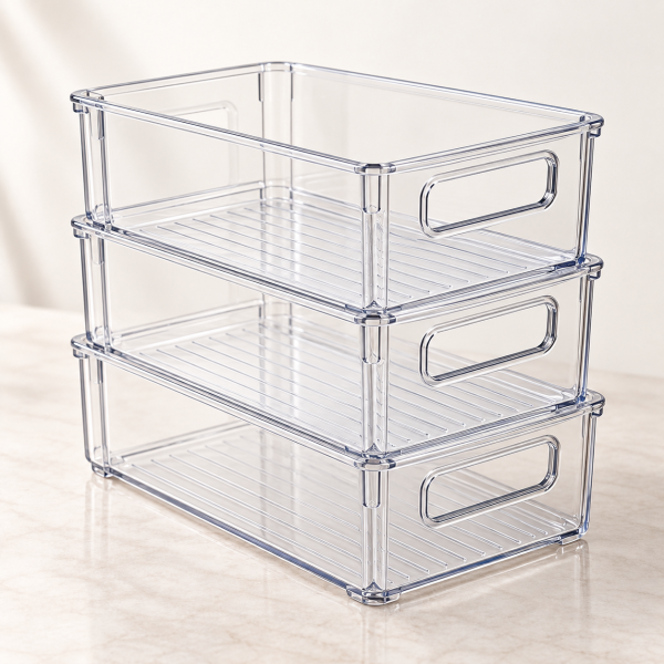 Refrigerator Organizer Bin Food Fridge Storage Box Clear Fridge Organizer Containers Freezer Pantry Cabinet Kitchen Organizer